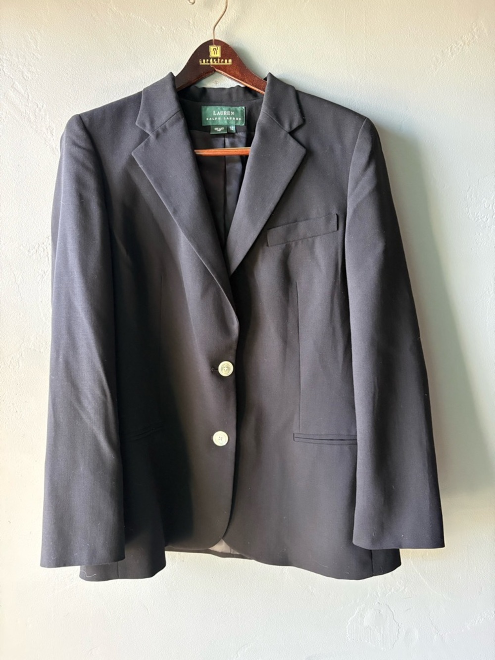 Lauren Ralph Lauren Black Wool Blazer ~ Size L/14